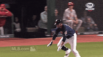 A Fox Broadcast Of A Baseball Game Between The Indians And The Cubs GIF