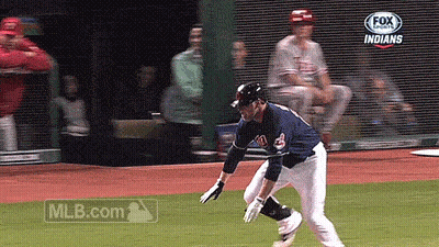 A Fox Broadcast Of A Baseball Game Between The Indians And The Cubs GIF
