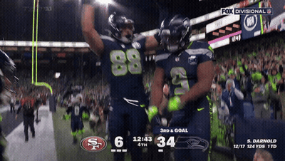A Fox Divisional Broadcast Of A Football Game Between The San Francisco 49Ers And The Seattle Seahawks GIF