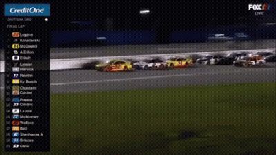 A Fox Live Broadcast Of A Race With A Creditone Logo In The Corner GIF