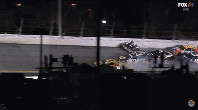 A Fox Live Broadcast Of A Race With Cars Crashing GIF