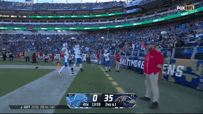 A Fox Nfl Broadcast Of A Football Game Between The Baltimore Ravens And The Detroit Lions GIF