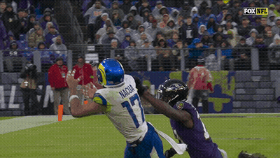 A Fox Nfl Broadcast Of A Football Game Between The La Rams And The Ravens GIF