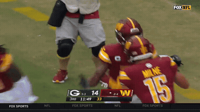 A Fox Sports Broadcast Of A Football Game Between The Green Bay Packers And The Washington Redskins GIF