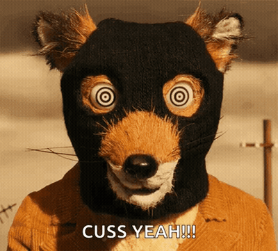 A Fox Wearing A Mask With Hypnotic Eyes Says Cuss Yeah !!! GIF