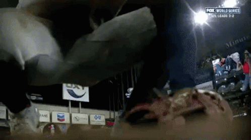 A Fox World Series Game Is Being Played In A Stadium At Night . GIF