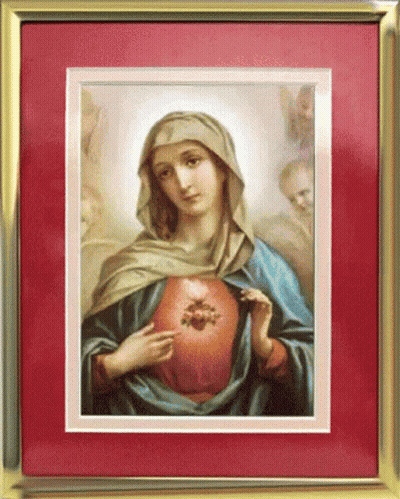 A Framed Picture Of A Woman With A Red Heart GIF