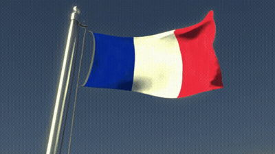 A French Flag Is Waving In The Wind GIF