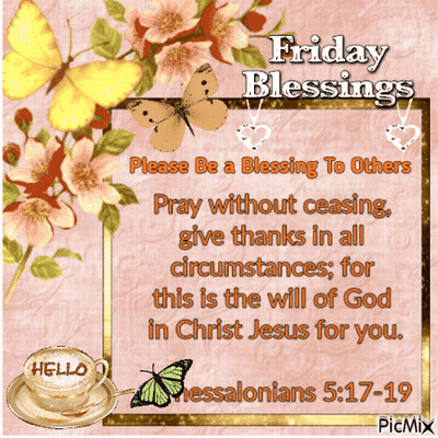 A Friday Blessings Card With A Cup Of Coffee GIF