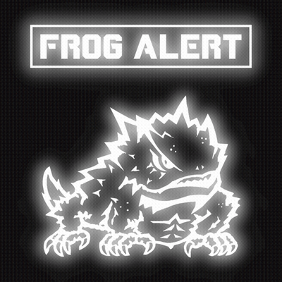 A Frog Is Glowing In The Dark Under A Sign That Says " Frog Alert " GIF