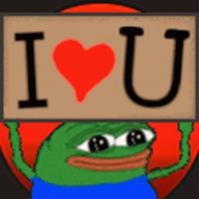 A Frog Is Holding A Sign That Says I Love U GIF