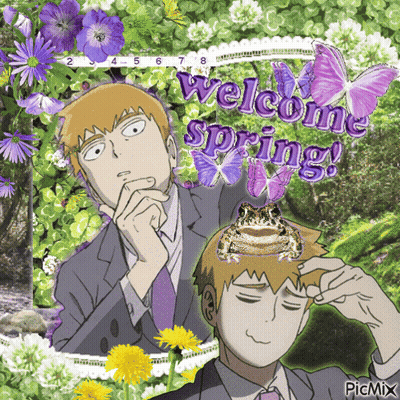 A Frog Is On A Man 'S Head With The Words Welcome Spring GIF