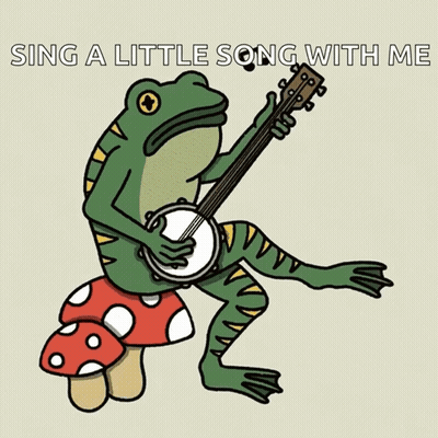 A Frog Is Playing A Banjo And Singing A Little Song GIF