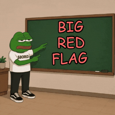 A Frog Is Pointing At A Chalkboard With Big Red Flag Written On It GIF