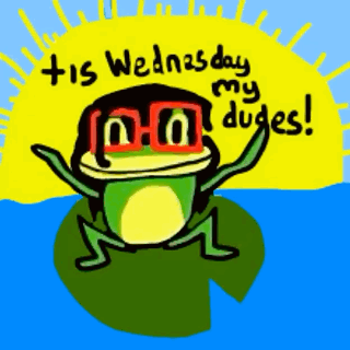 A Frog Is Sitting On A Lily Pad With The Words This Wednesday My Dudes GIF