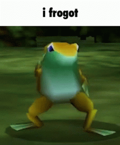 A Frog Is Standing On Its Hind Legs With The Words I Frogot Below It . GIF