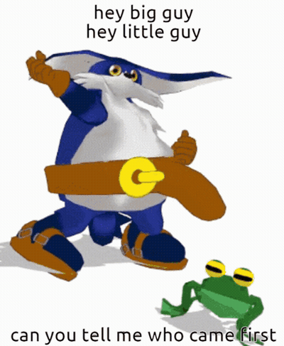 A Frog Standing Next To A Cartoon Character That Says Hey Big Guy Hey Little Guy GIF