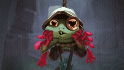 A Frog Wearing A Hat And Red Gloves Has A Heart In Its Eyes GIF