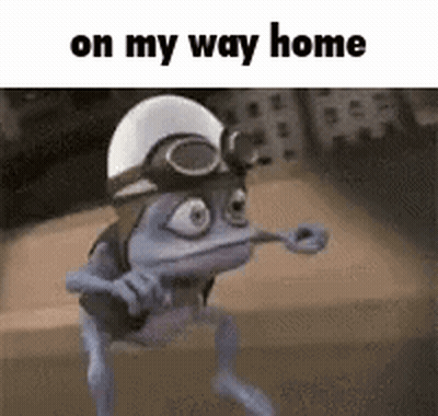 A Frog Wearing A Helmet And Goggles Is Holding A Pipe And Dancing . GIF