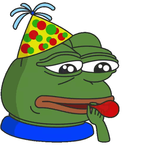 A Frog Wearing A Party Hat Blowing A Red Balloon Sticker