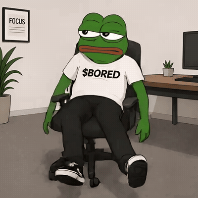 A Frog Wearing A Shirt That Says Bored Is Sitting On A Chair GIF