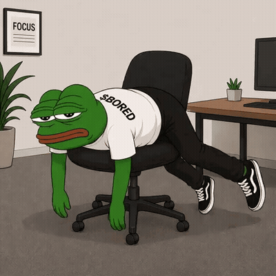 A Frog Wearing A Shirt That Says $ Bored Laying On A Chair GIF