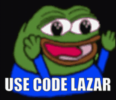 A Frog With A Blue Shirt And The Words Use Code Lazar GIF