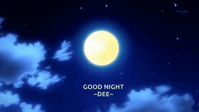 A Full Moon In A Night Sky With The Words Good Night Dee Below It GIF