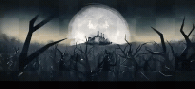A Full Moon Is Behind A Castle In The Distance GIF