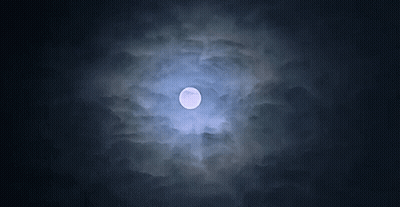A Full Moon Is Visible Through The Clouds At Night GIF