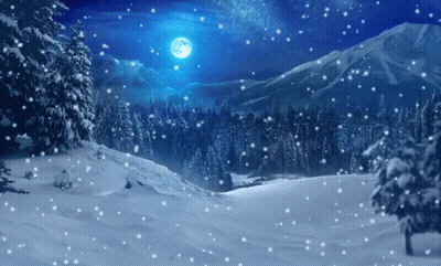 A Full Moon Shines Brightly Over A Snowy Forest GIF