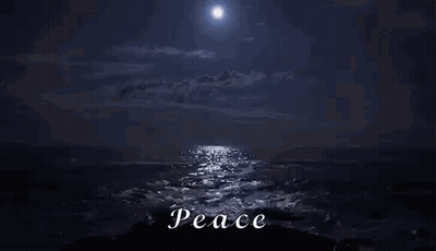A Full Moon Shines Over The Ocean At Night GIF