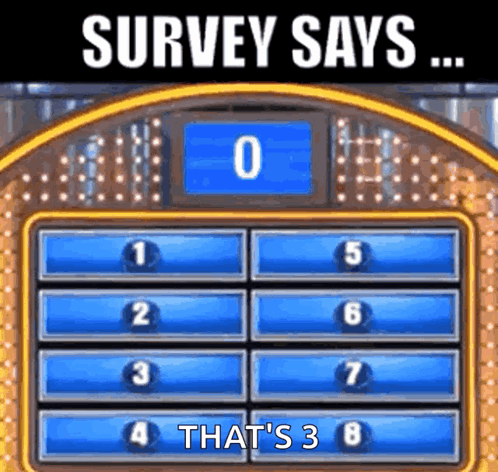 A Game Board With The Words Survey Says That 'S 3 GIF