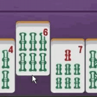 A Game Of Mahjong Is Being Played On A Purple Table With A Mouse . GIF