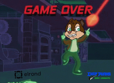 A Game Over Screen With A Chipmunk In The Background GIF