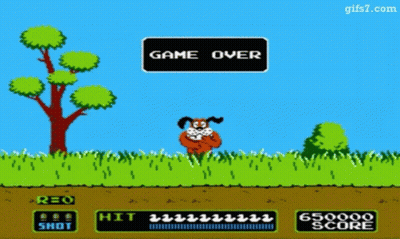 A Game Over Screen With A Dog And Trees GIF
