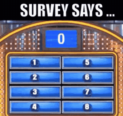 A Game Show With A Screen That Says Survey Says 0 GIF