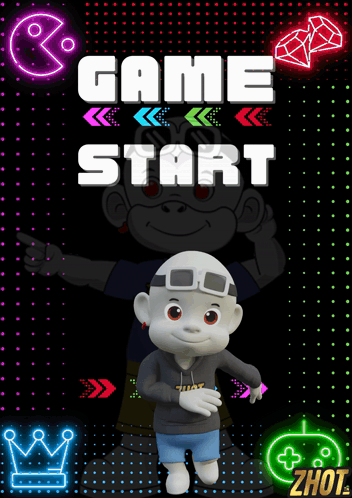 A Game Start Screen With A Cartoon Character GIF