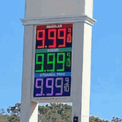 A Gas Station Sign Shows The Price Of Regular Diesel And Ethanol Free Gas GIF