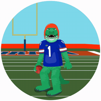 A Gator Wearing A Number 1 Jersey Stands On A Field GIF
