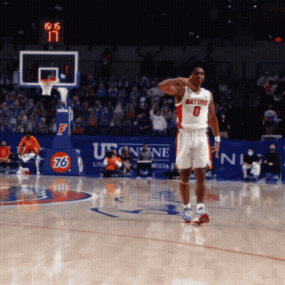 A Gators Basketball Player Stands On The Court During A Game GIF