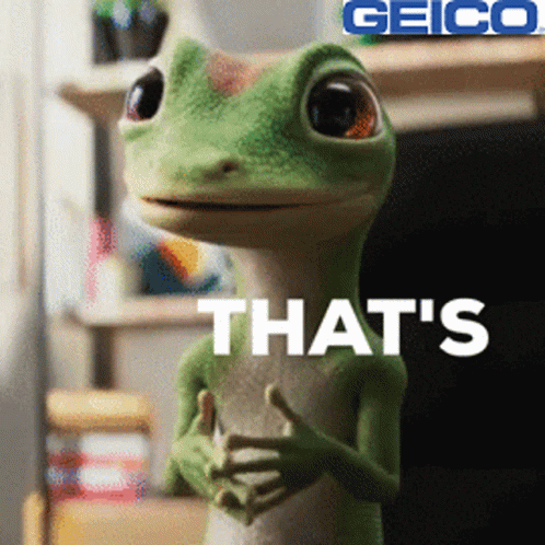 A Geico Ad With A Lizard That Says " That 'S " GIF