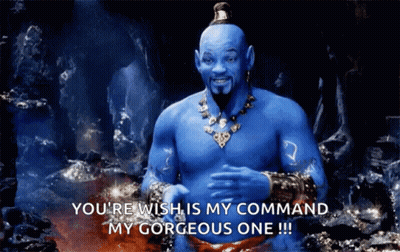 A Genie From Aladdin Says " You 'Re Wish Is My Command My Gorgeous One " GIF