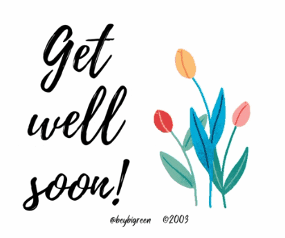 A Get Well Soon Card With Flowers And Leaves GIF
