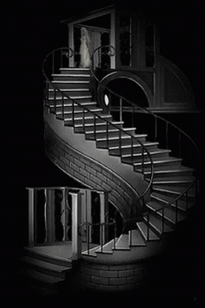 A Ghost Is Walking Down A Set Of Stairs GIF