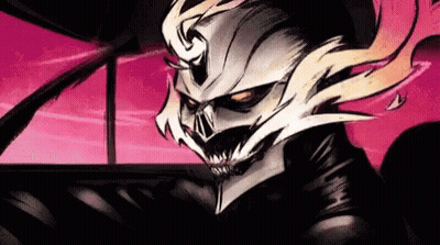 A Ghost Rider Is Sitting In The Driver 'S Seat Of A Car And Looking Out The Window . GIF