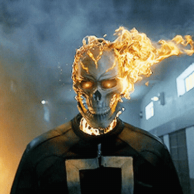A Ghost Rider With A Skull On His Head GIF