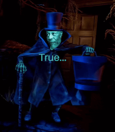 A Ghost With A Top Hat And Cape Is Holding A Bucket And Has The Word True Written On It GIF