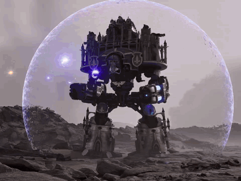 A Giant Robot Is Surrounded By A Clear Dome GIF