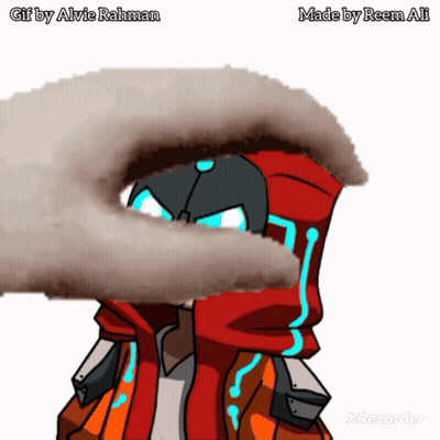 A Gif Of A Cartoon Character Made By Reem Ali Is Being Displayed GIF